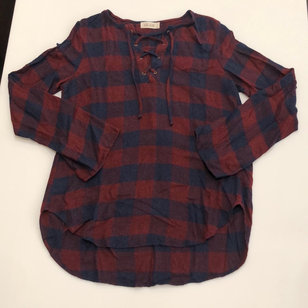 Bella Dahl Navy/Maroon Plaid Tunic
